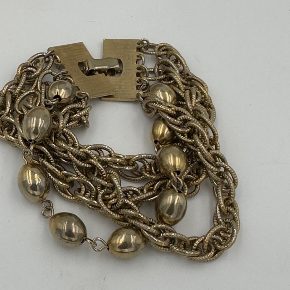 Vintage Gold-Tone Multi-Strand Bead Chain Bracelet